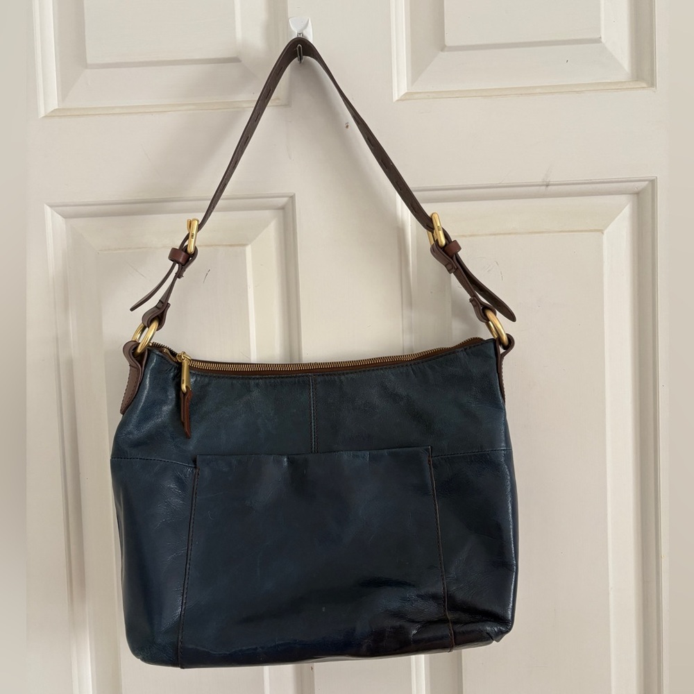 Hobo Blue Leather Shoulder Bag